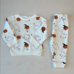 🎃 Lila & Jack Boy Girl Pumpkin Ghost Sweat Set 3T 4T